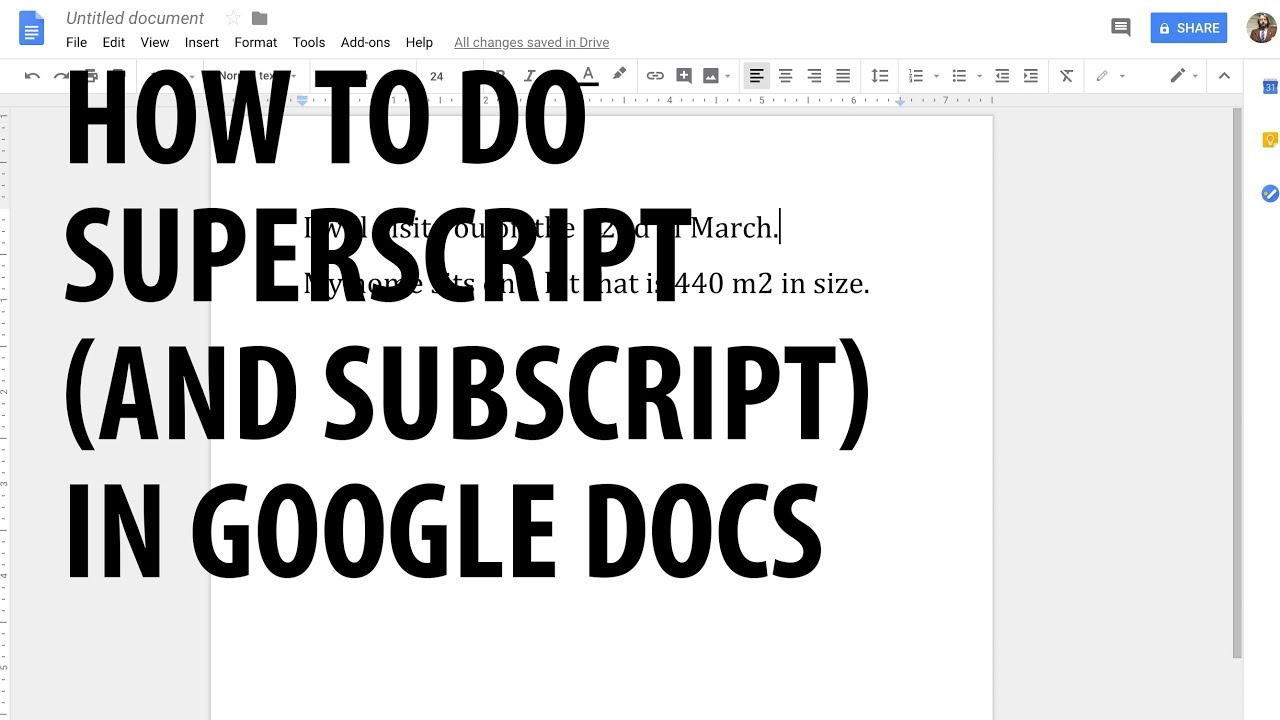 superscript in google docs
